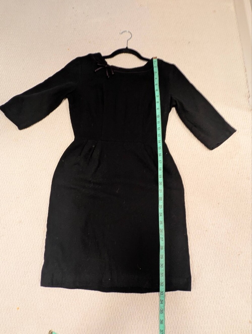 Vintage 1940s 1950s Black Wiggle Dress with Back Buttons - Picture 9 of 9
